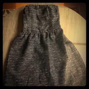 Gap knee length black and silver strapless dress